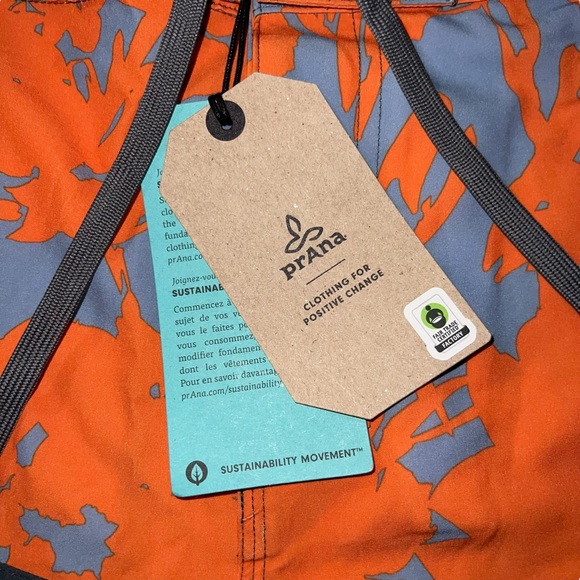 prAna On The Rocks 18.5" Faded Poppy Boardshort Size: 32 - Brand New NWT - Picture 11 of 12